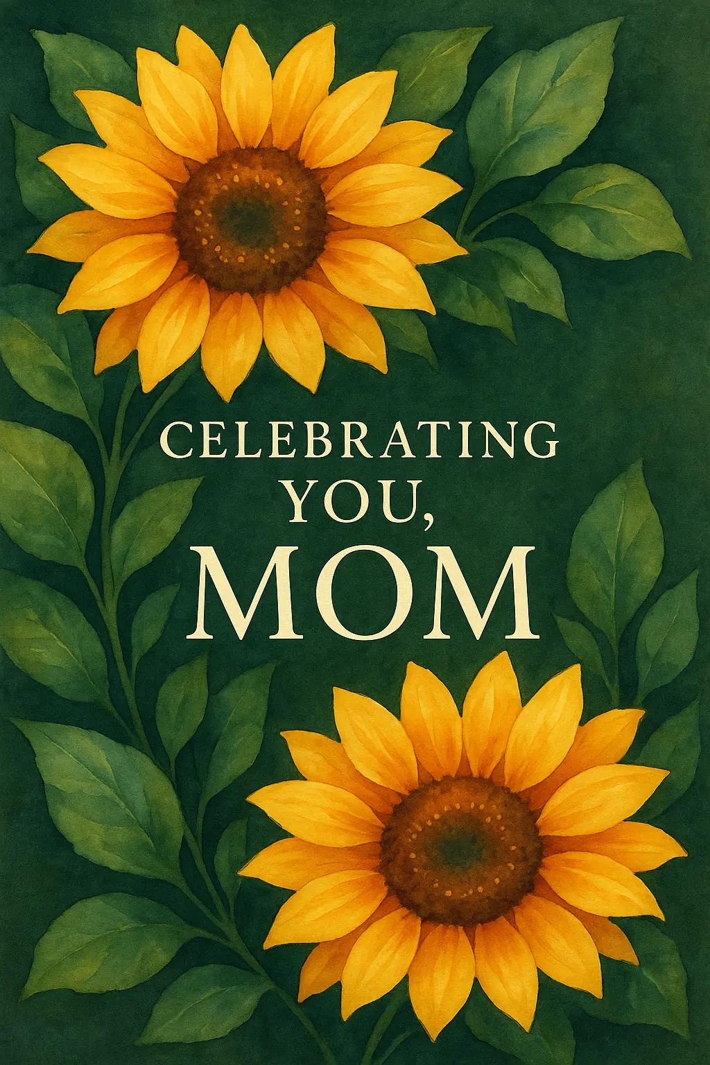 Mother's Day Poster template with vibrant sunflowers and warm text