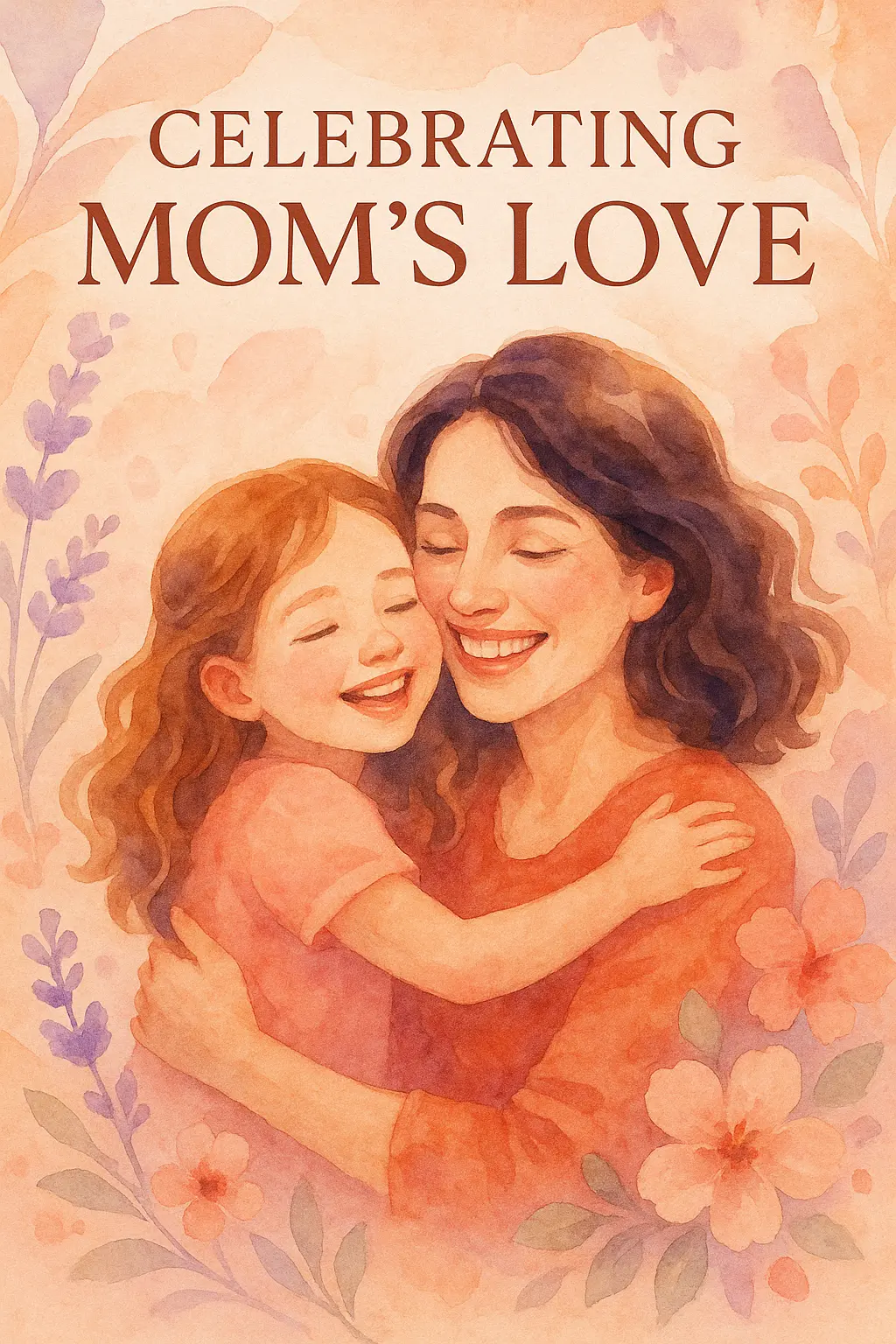 Mother's Day Poster template with embracing mother and daughter