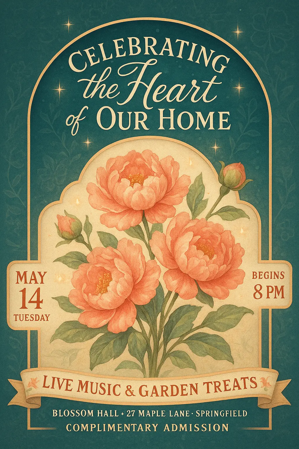 Elegant Mother's Day poster template with floral bouquet and vintage style