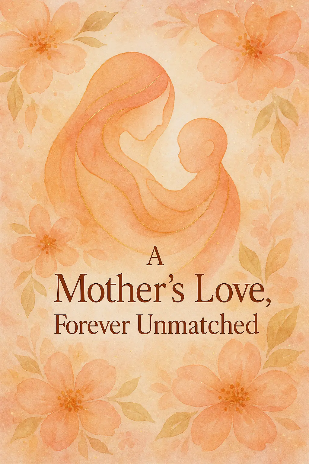 Mother's Day Poster template with abstract mother-child form, soft watercolor design