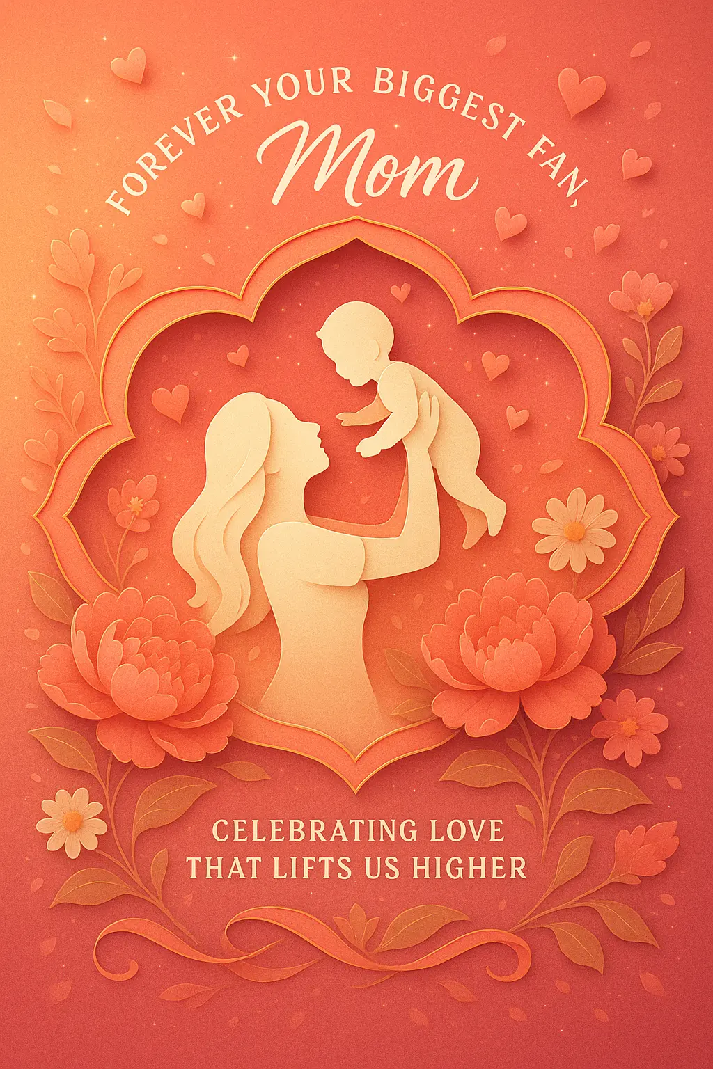 Elegant papercut Mother's Day Poster template with mother and child