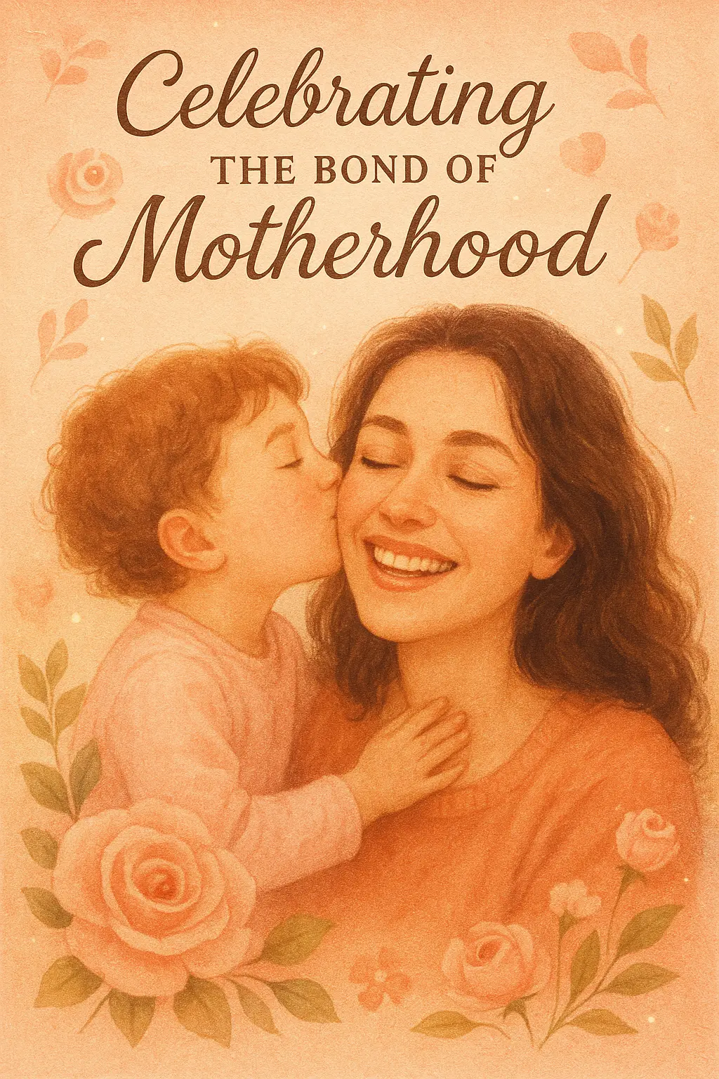 Mother's Day Poster template with a mother and child in a warm, glowing embrace