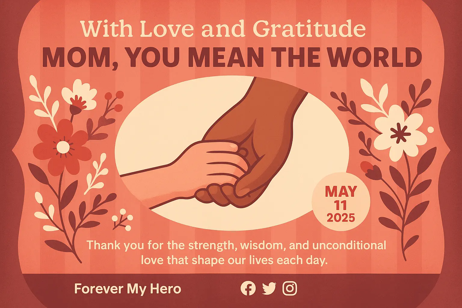 Vintage scrapbook-style Mother's Day Poster template with dried bouquets