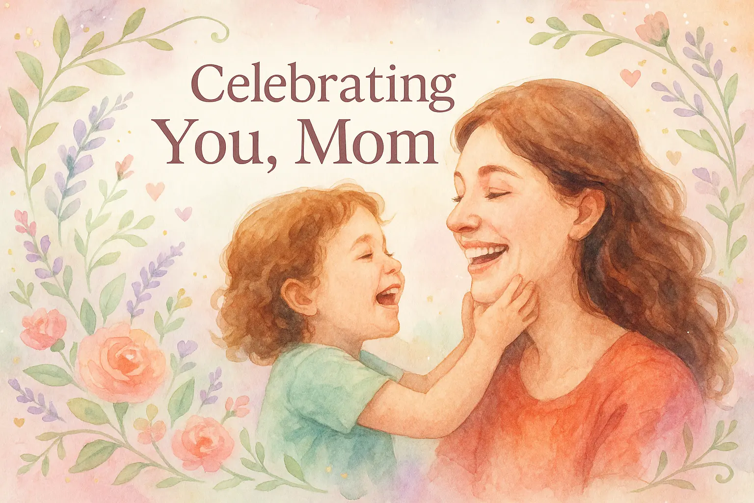 Elegant Mother's Day Poster template with floral art and gift exchange