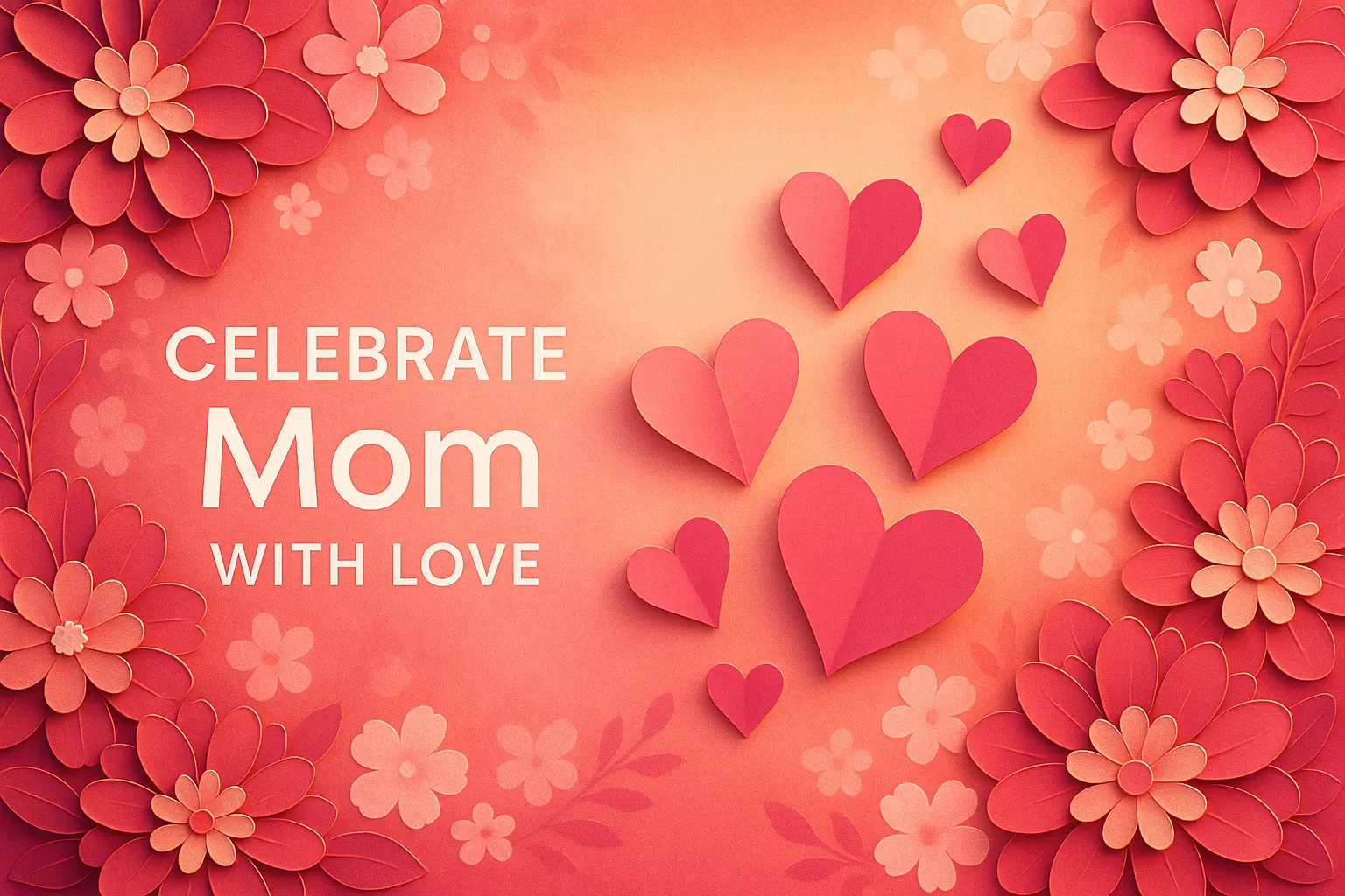 Heartfelt Mother's Day Poster template with pink floral theme