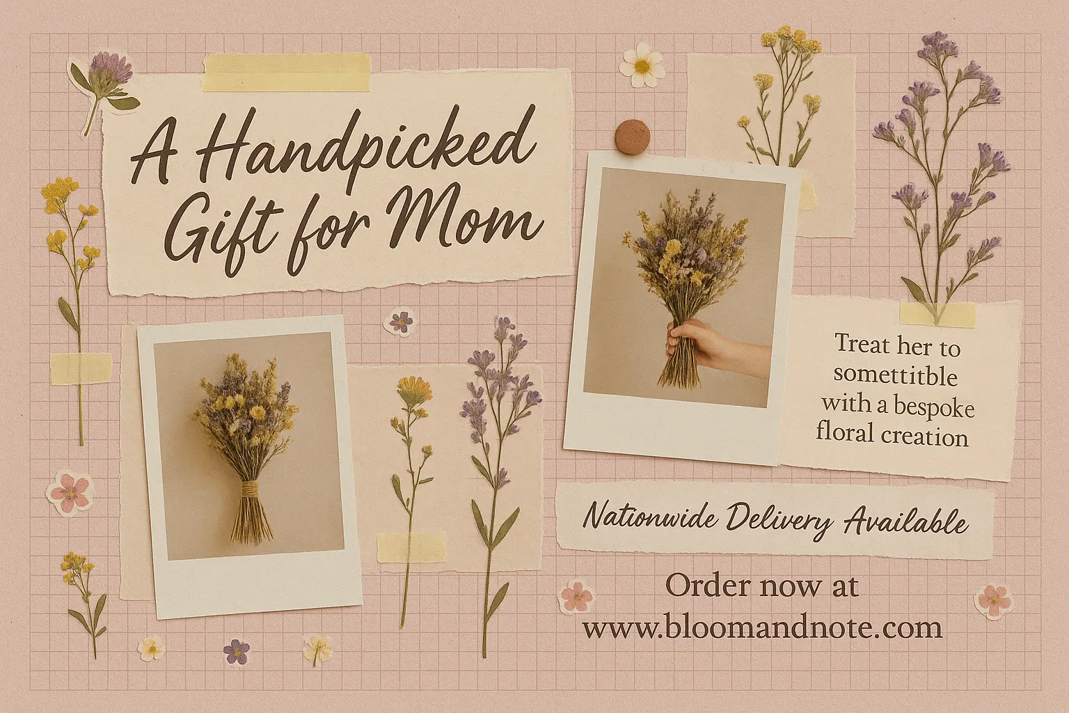 Elegant Mother's Day poster template with floral bouquet and vintage style
