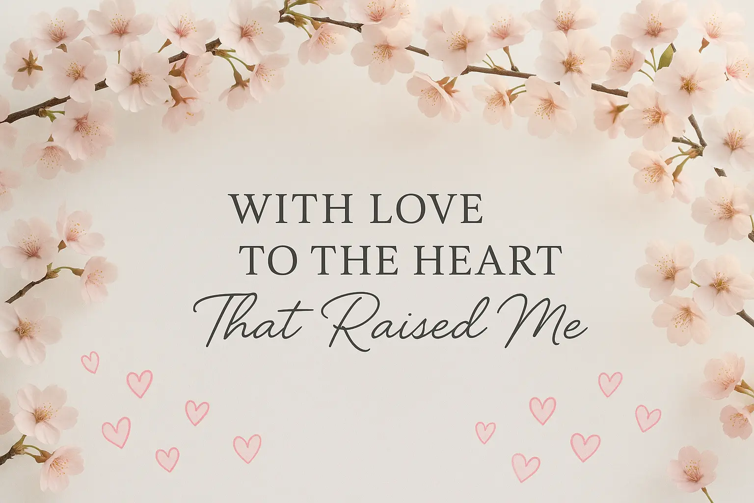 Mother's Day Poster template with pink hearts and floral border