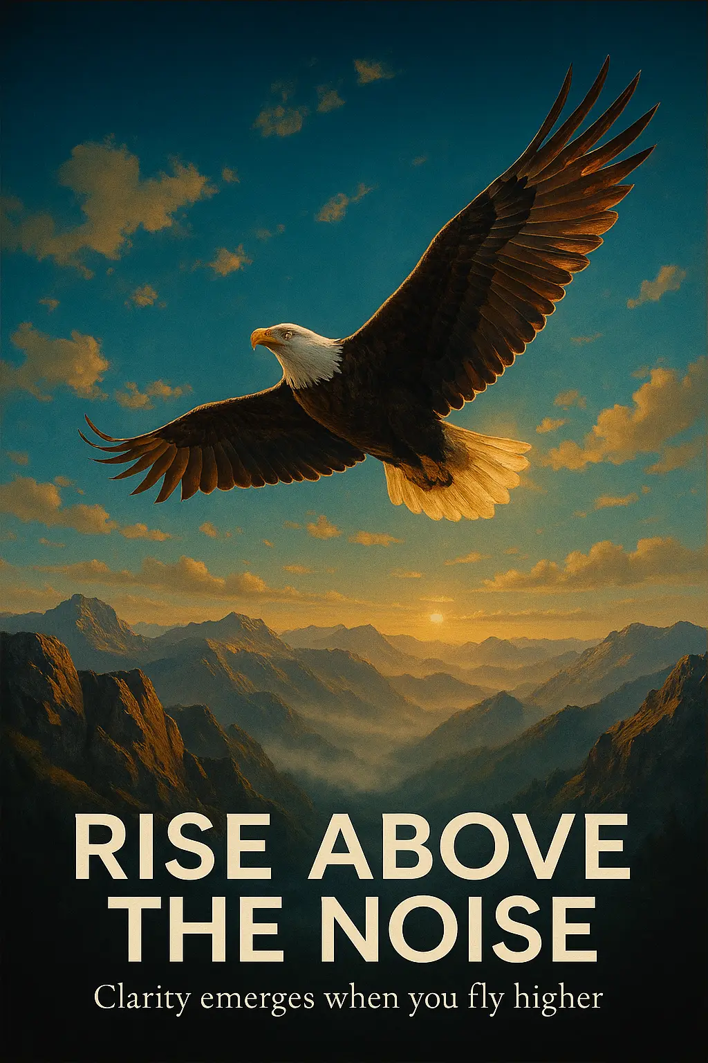 Motivational Poster template with eagle soaring over mountains