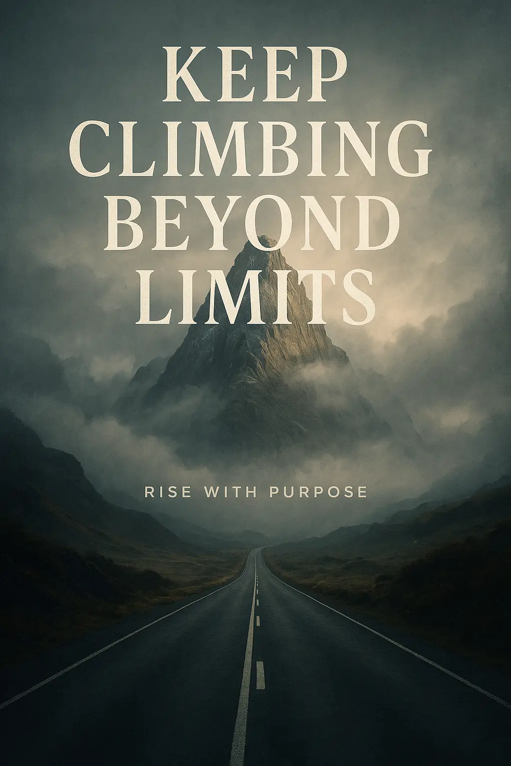 Foggy mountain Motivational Poster template with bold climbing message