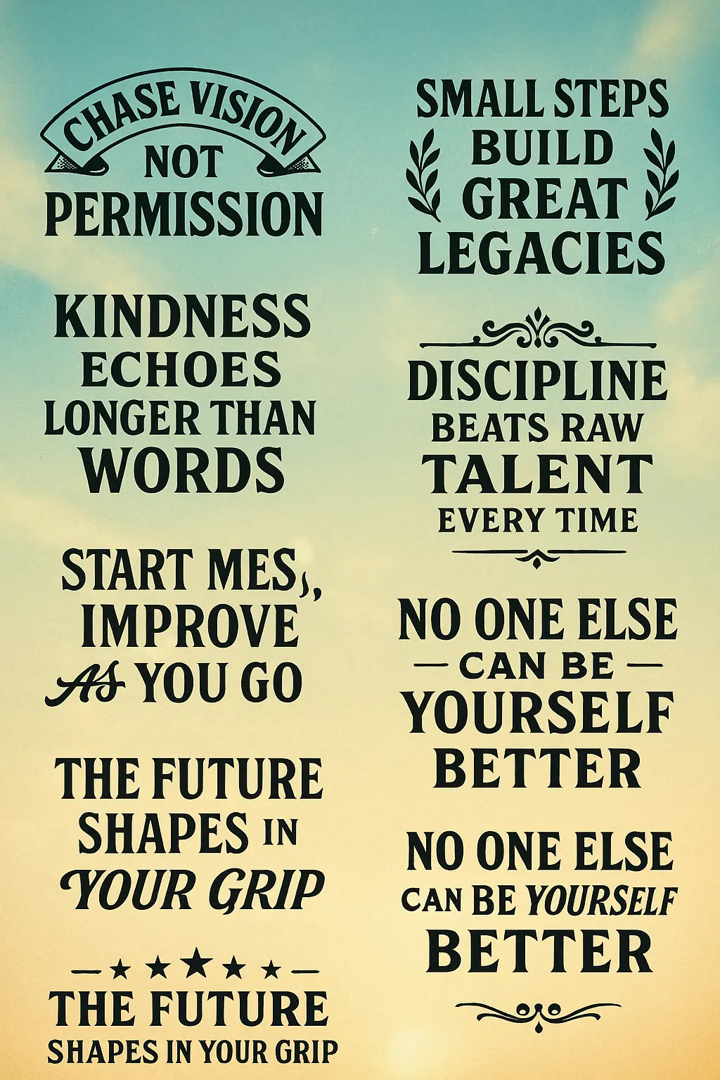 Vintage-style Motivational Poster template with sky background and bold quotes