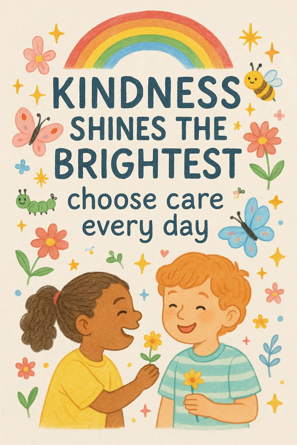 Motivational Poster template with joyful kindness theme and hand-drawn style