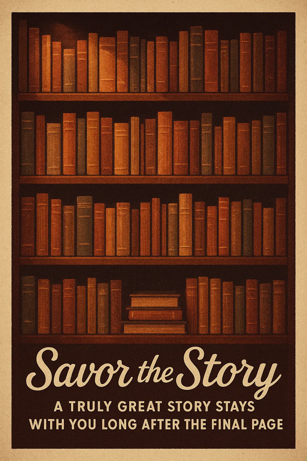 Motivational Poster template with vintage bookshelf and inspiring quote