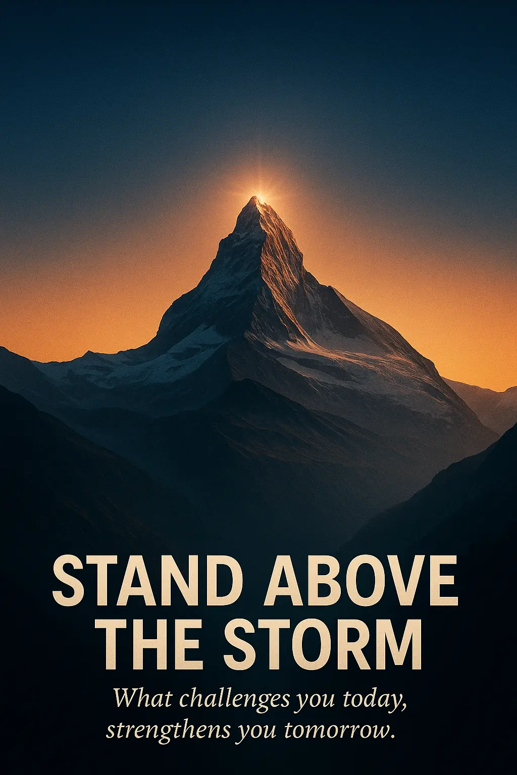 Mountain peak at sunrise Motivational Poster template