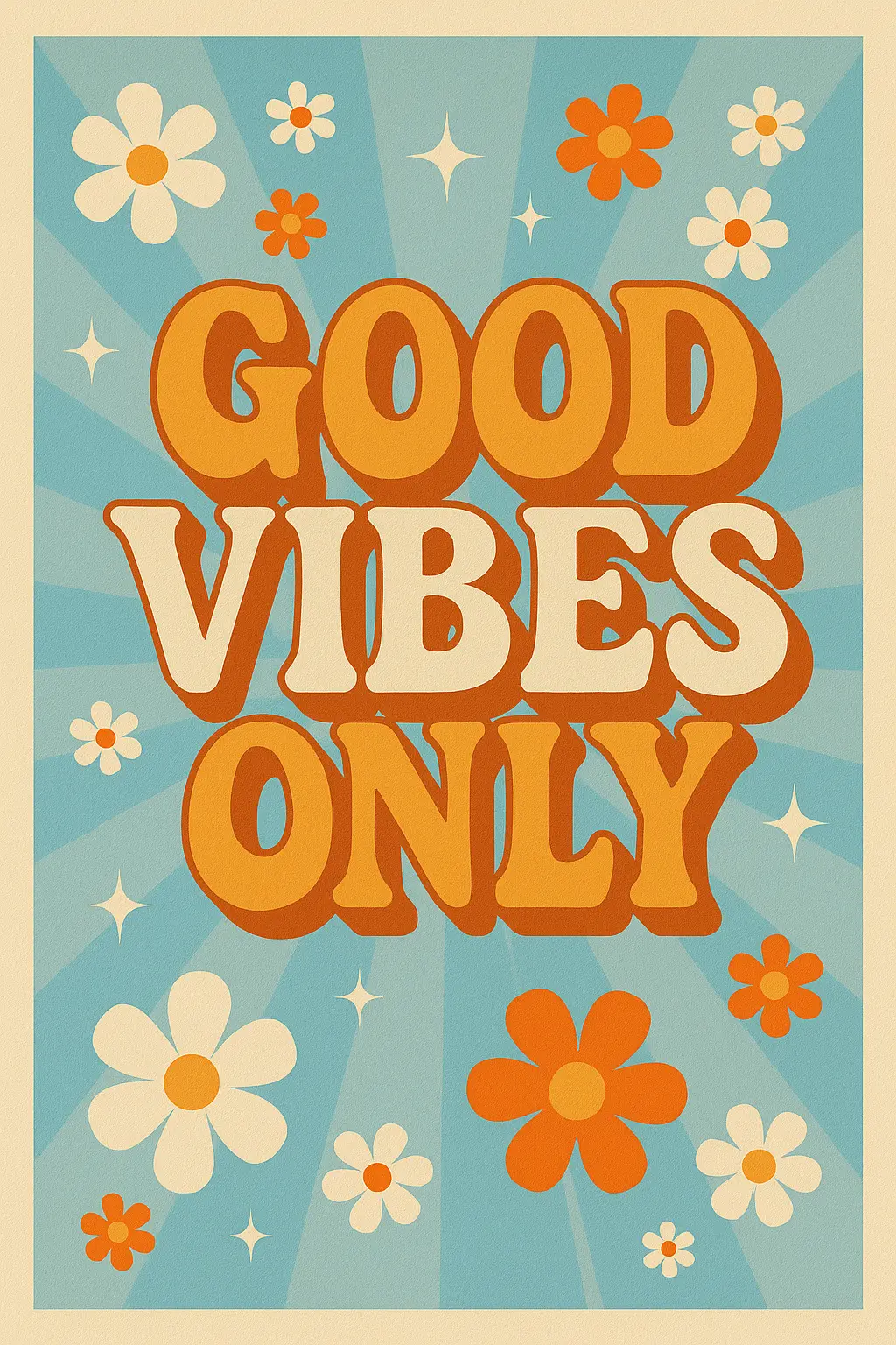Motivational Poster template with retro floral design and uplifting message