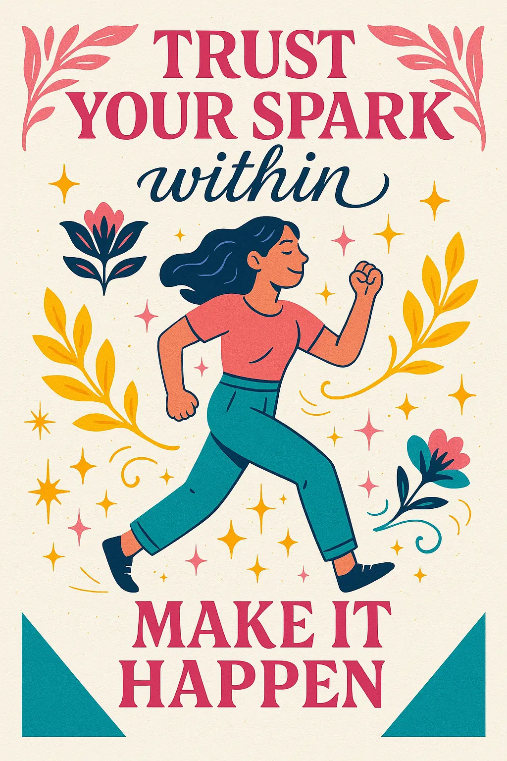Motivational Poster template with bold quote and floral accents