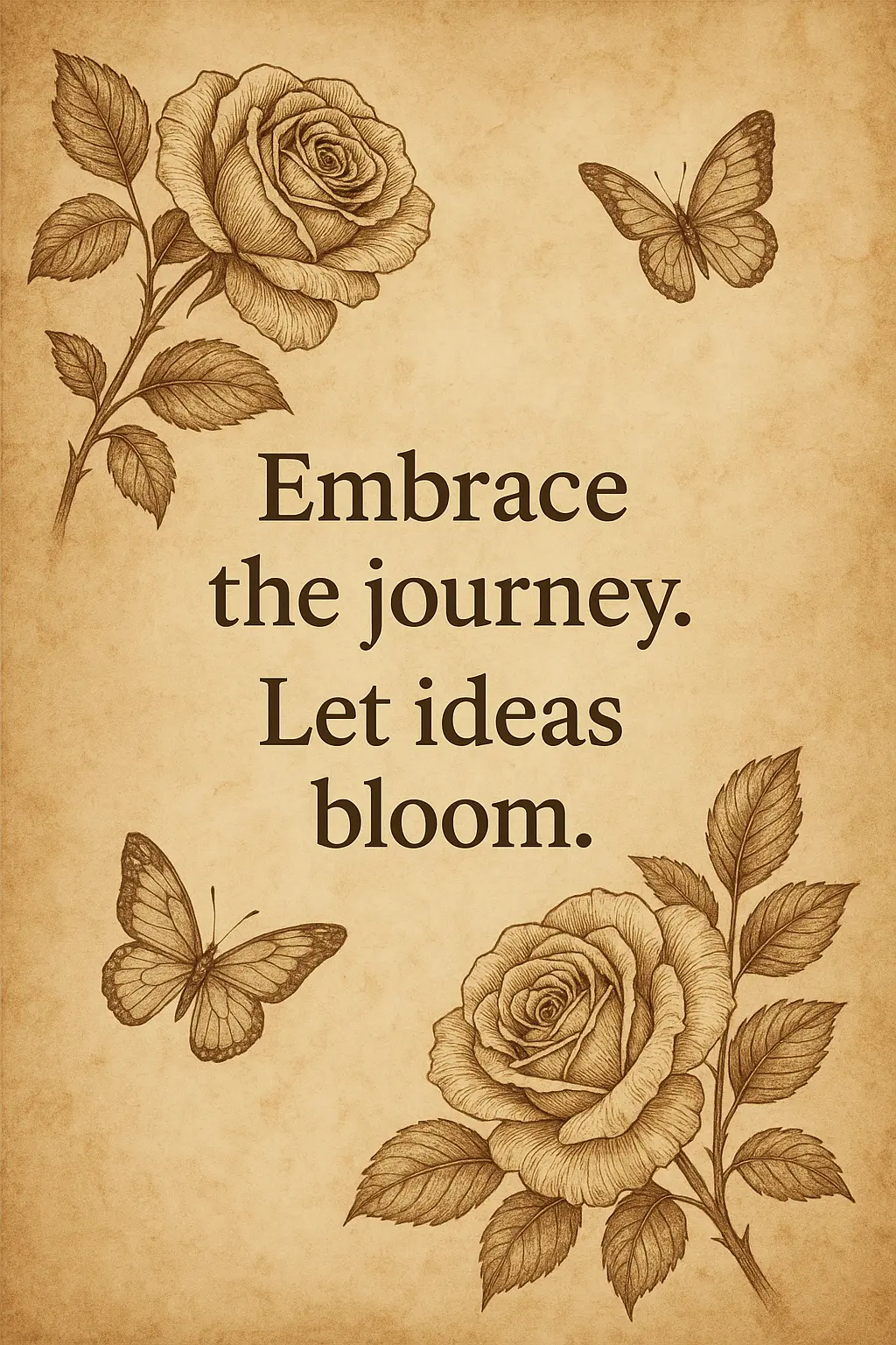 Vintage floral Motivational Poster template with inspiring quote