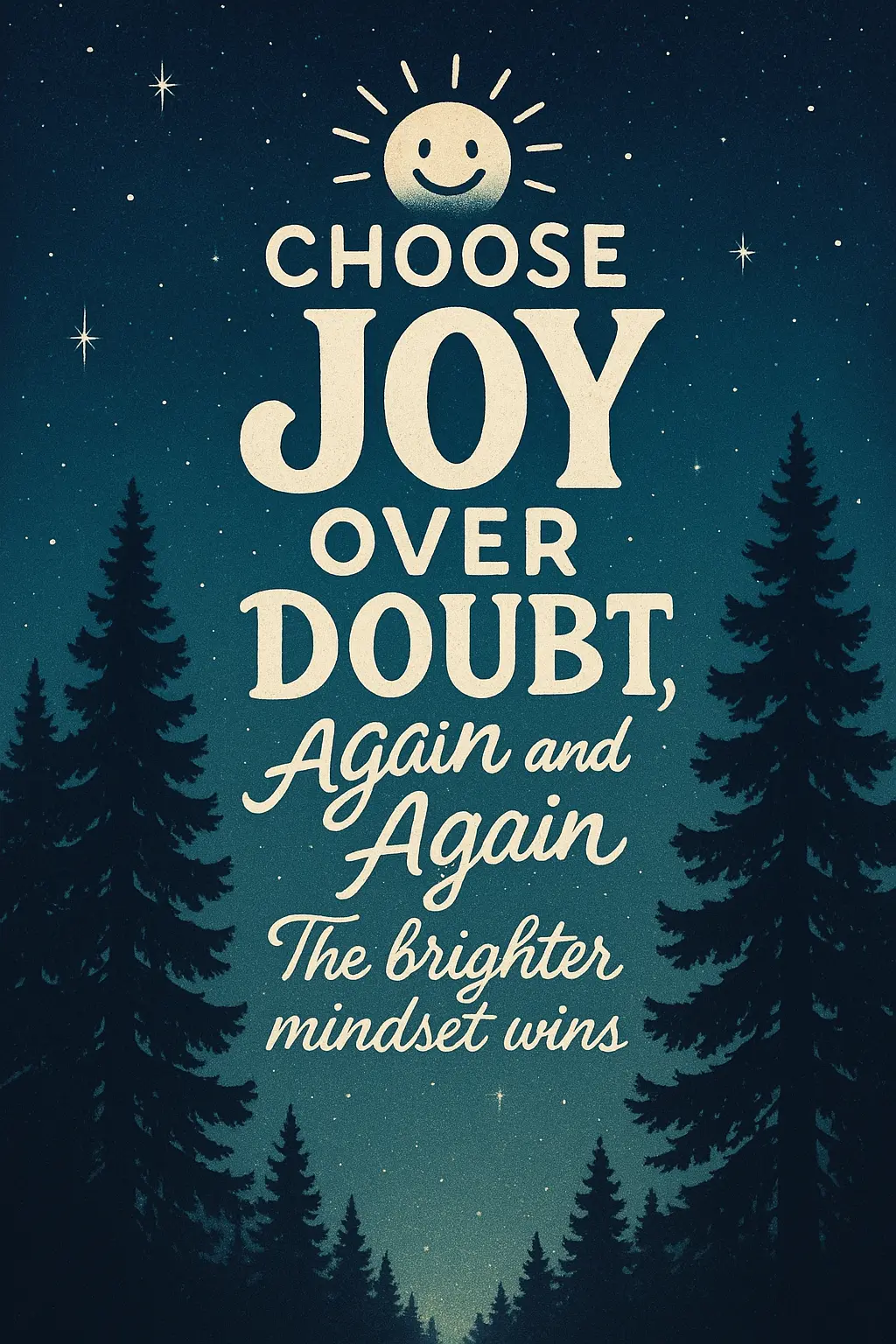 Motivational Poster template with joyful typography over starry forest