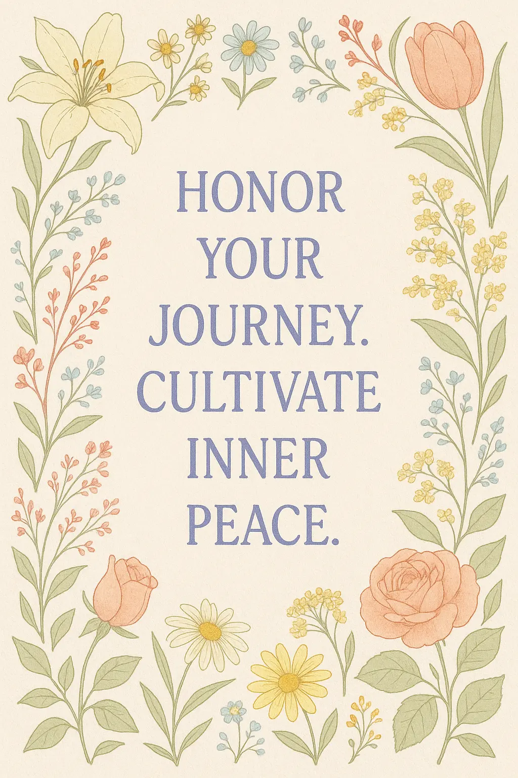 Floral Motivational Poster template with uplifting self-growth quote