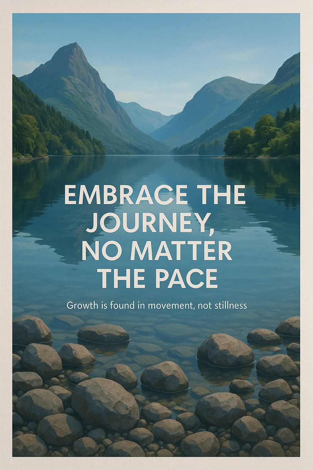 Motivational Poster template featuring serene lake and mountains with empowering quote.