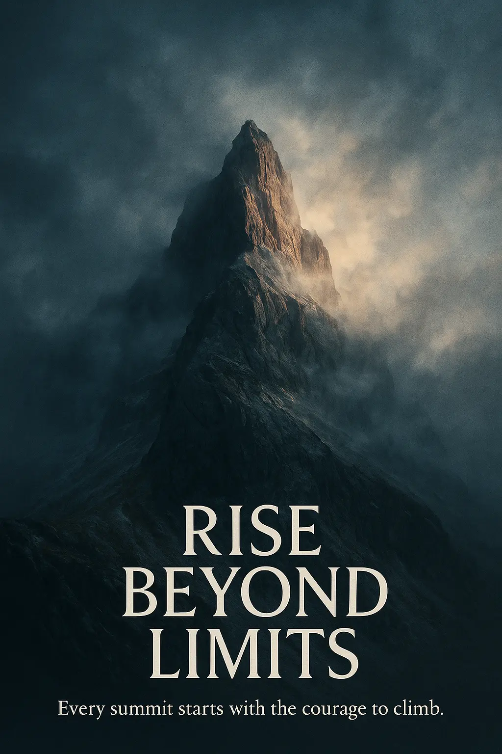 Towering mountain Motivational Poster template with bold empowering text