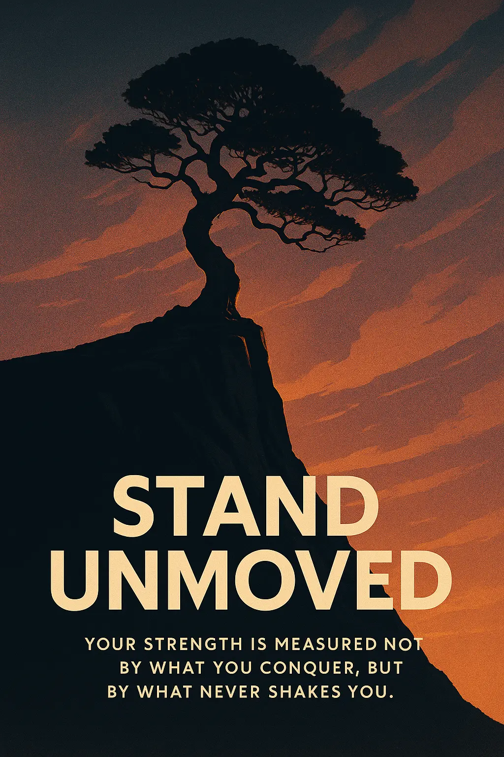 Lone tree cliff scene in Motivational Poster template
