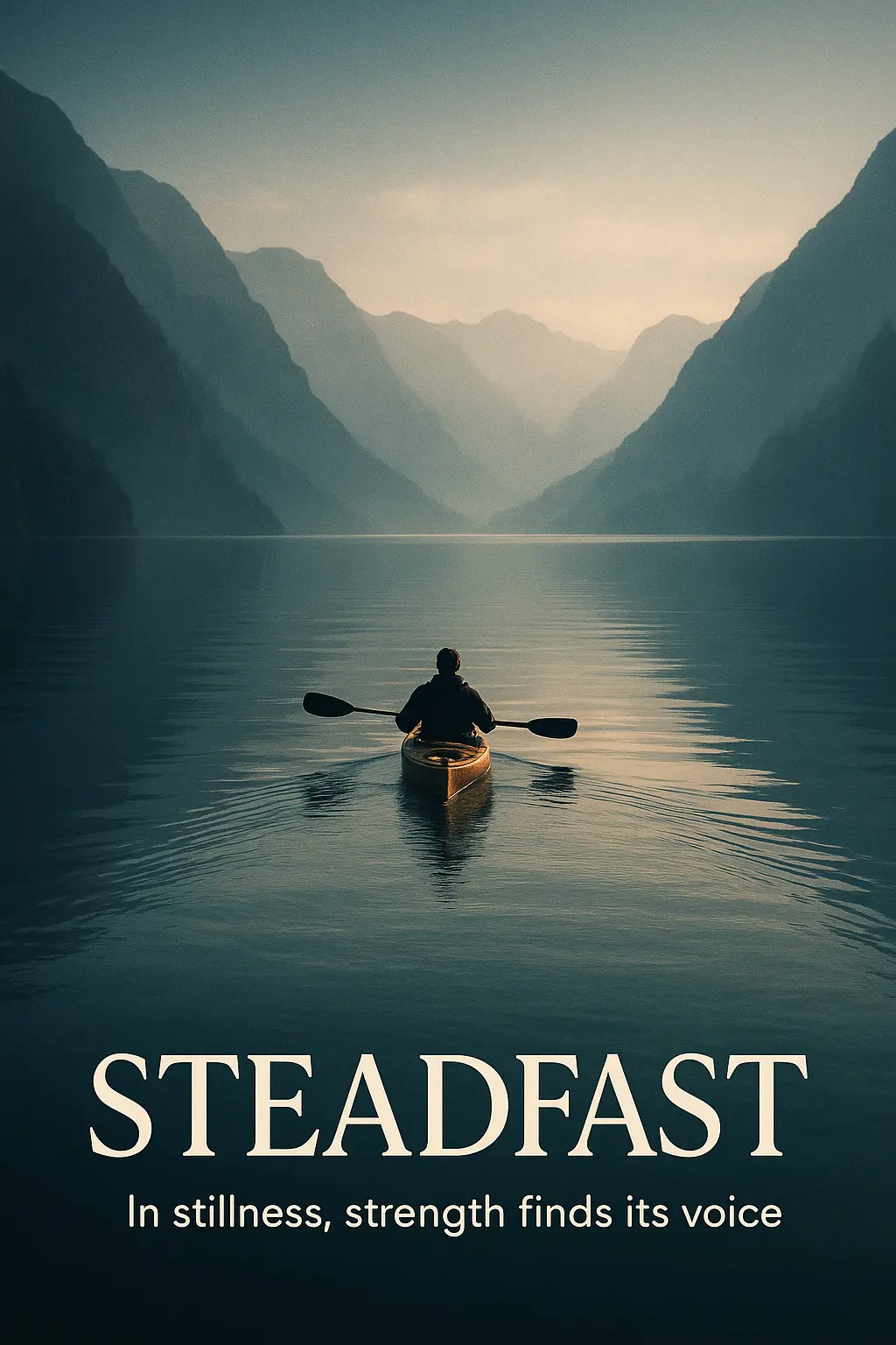 Kayaker on serene lake in Motivational Poster template
