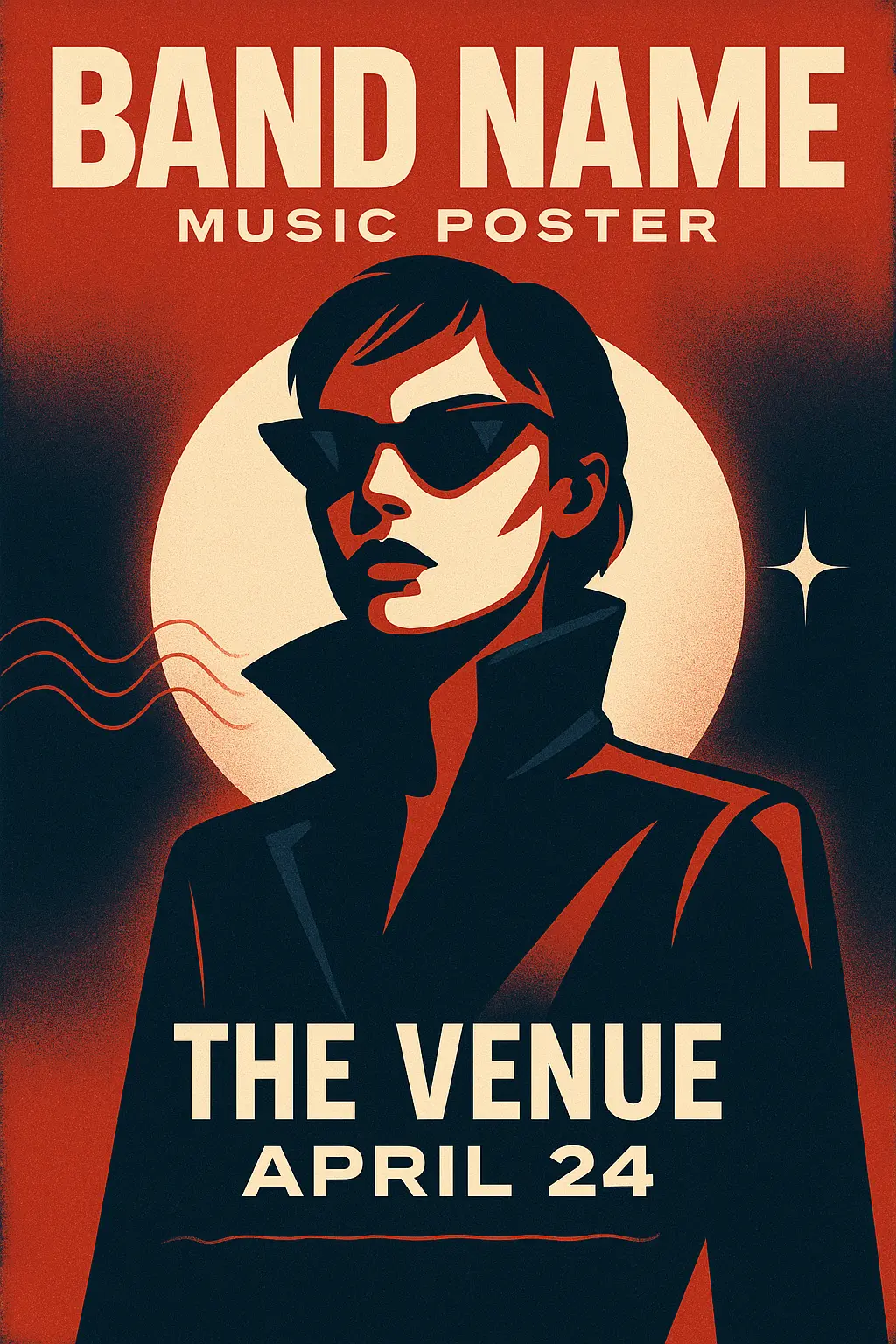 Bold synth-pop Music Poster template with central graphic figure