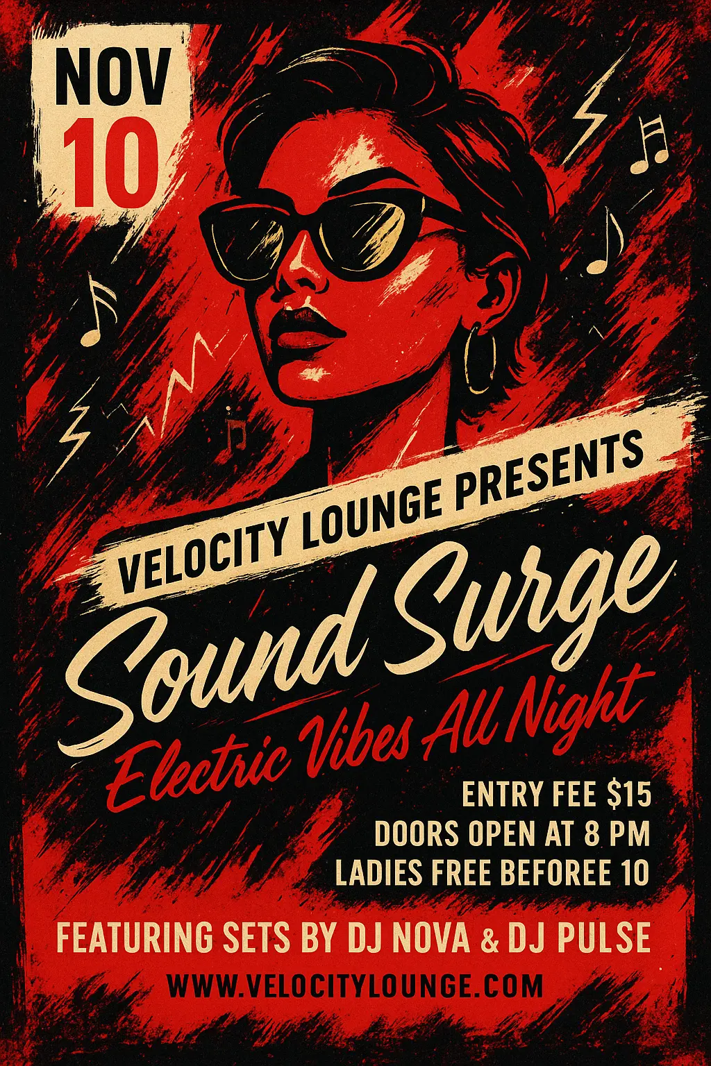 Energetic Music Poster template with bold colors and modern layout