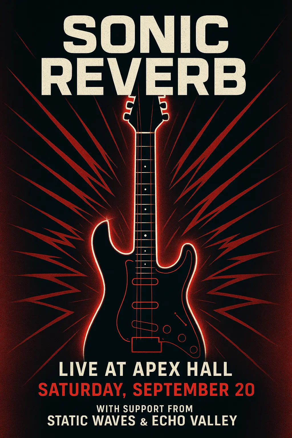 Indie rock Music Poster template with bold guitar graphic