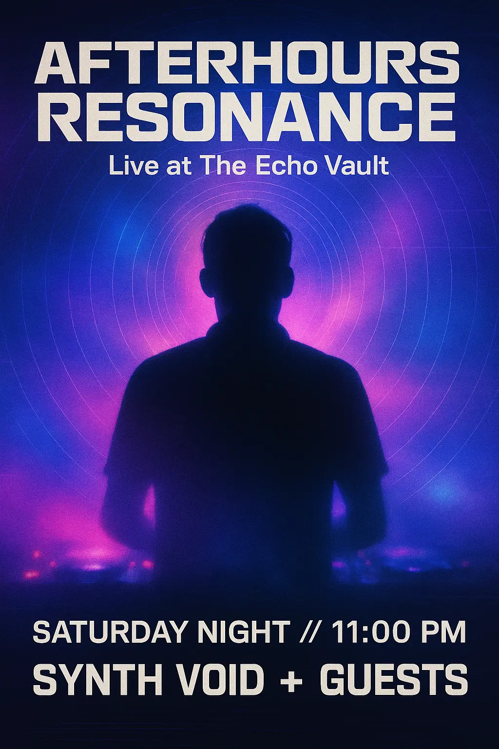 Bold Music Poster template with DJ silhouette and neon glow