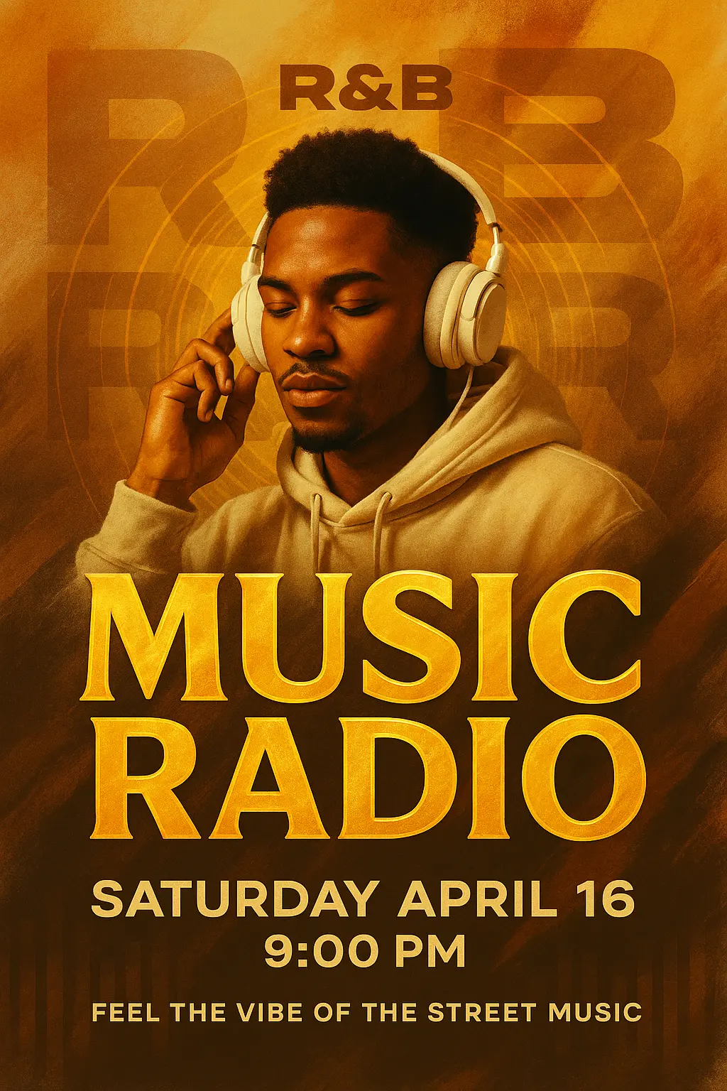 Urban Music Poster template with bold text and DJ portrait