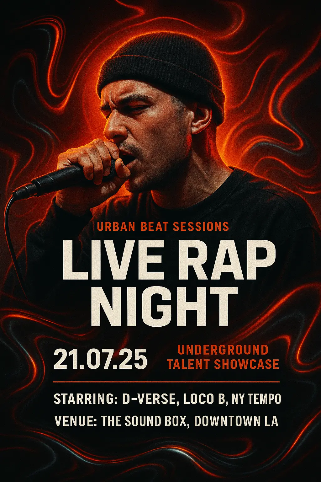 Bold hip-hop Music Poster template with artist and glowing backdrop