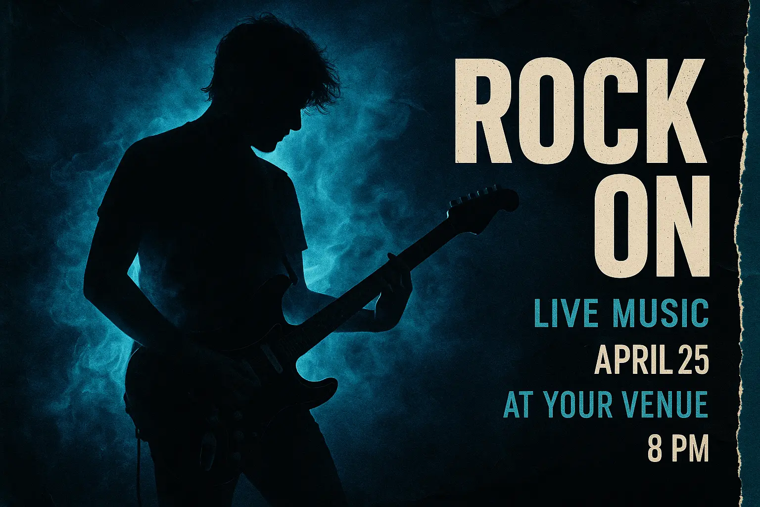 Indie rock Music Poster template with bold silhouette and neon glow