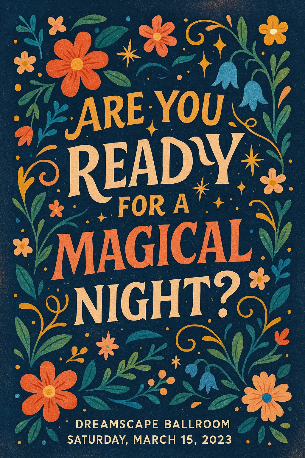 Whimsical Promposal Poster template with floral motifs.