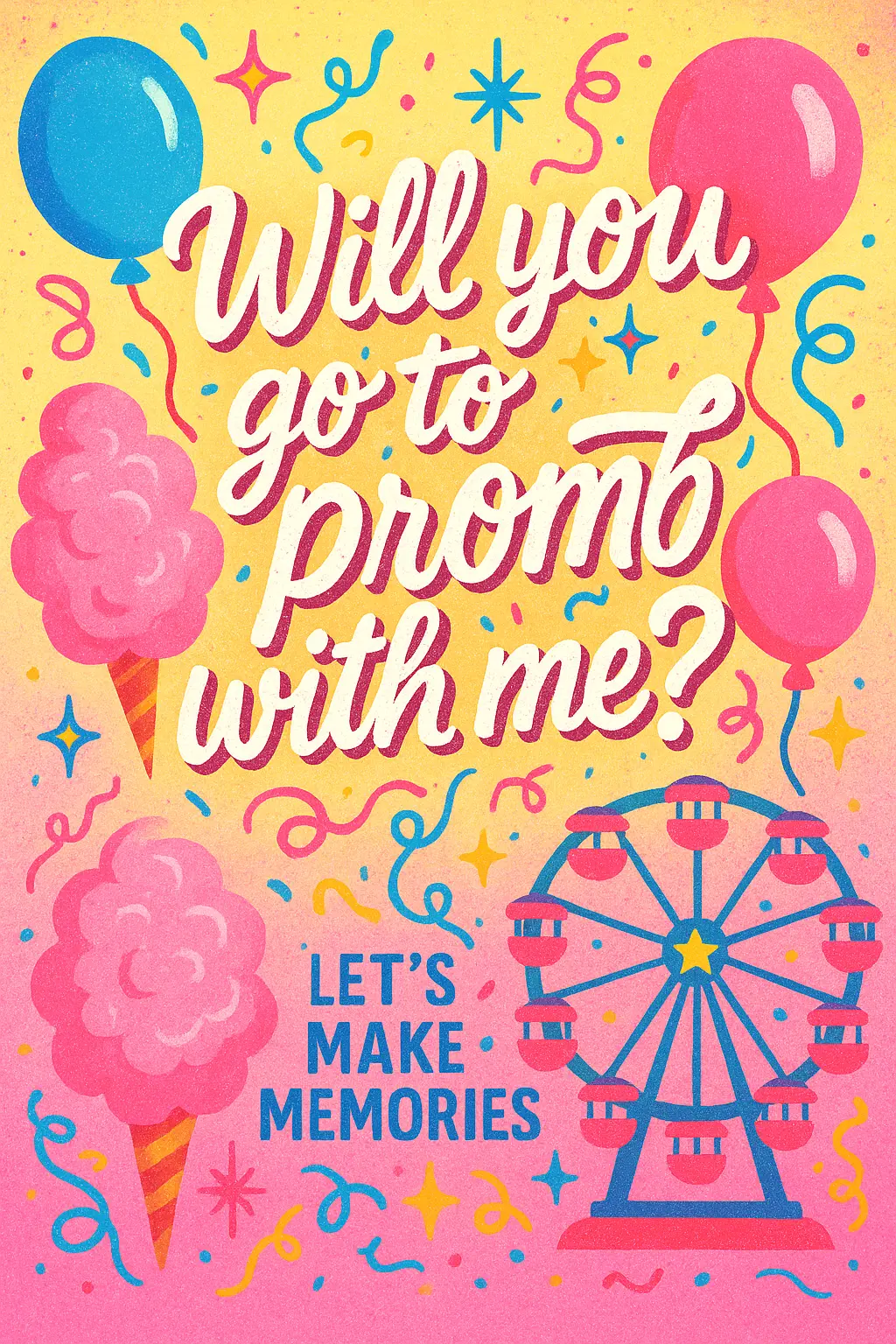 Promposal Poster template with carnival theme and playful typography
