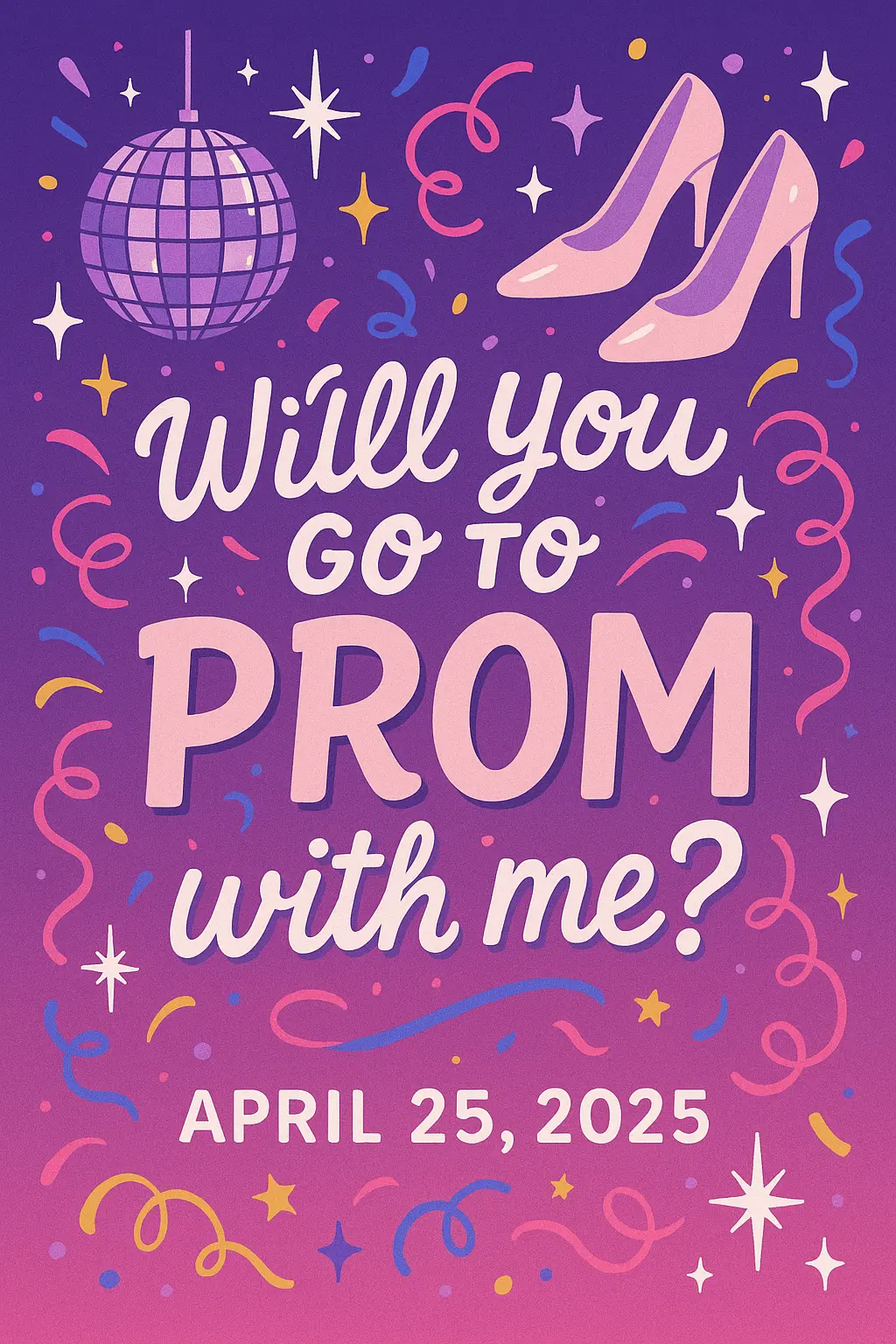 Promposal Poster template with bold text and vibrant gradient background