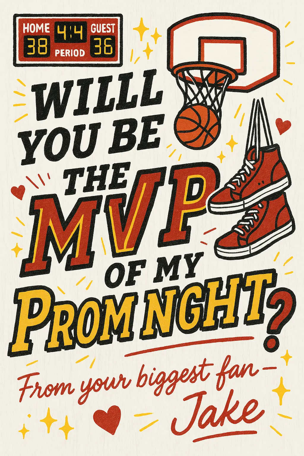 Basketball-themed Promposal Poster template with bold varsity text