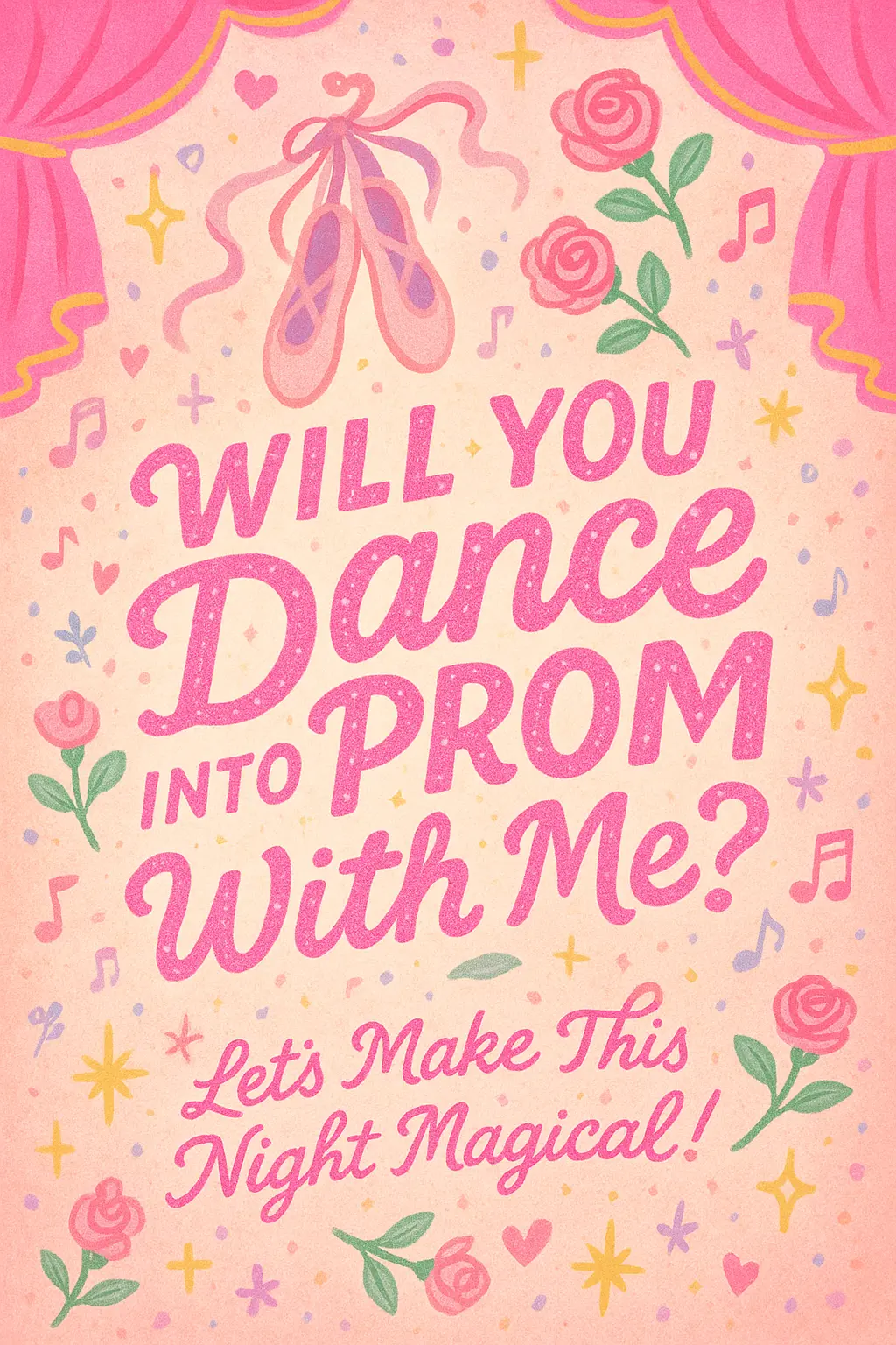 Romantic ballet-themed Promposal Poster template with pastel colors