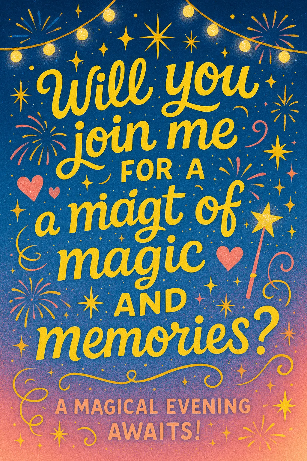 Promposal Poster template with romantic starry design and hand-lettered message.