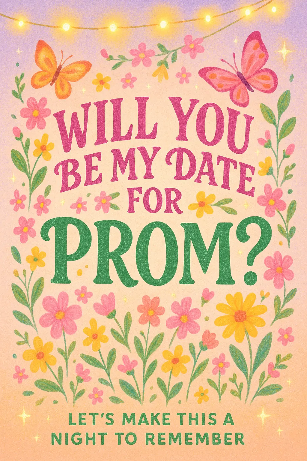 Promposal Poster template featuring a whimsical garden theme