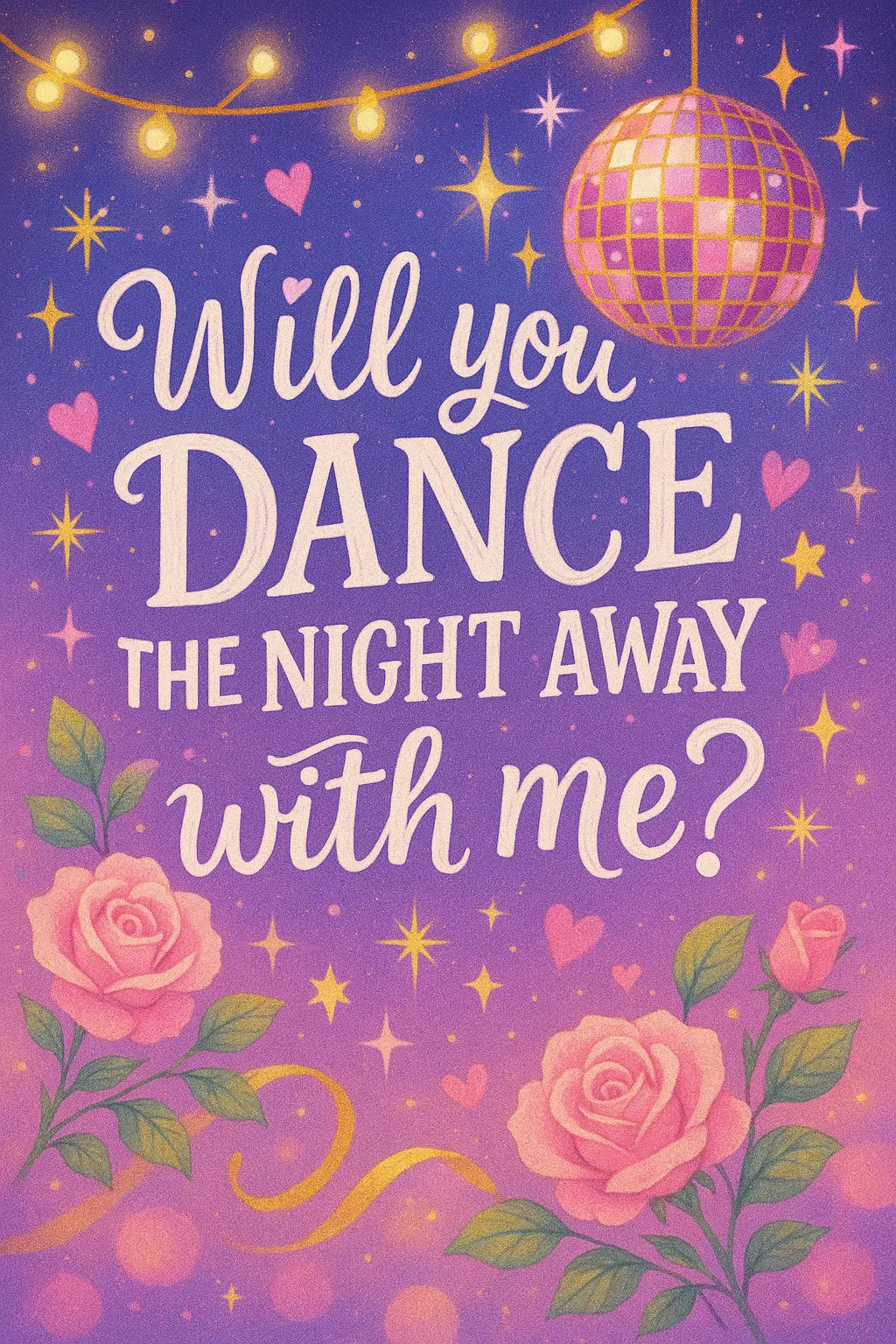 Promposal Poster template with romantic theme and glitter effects