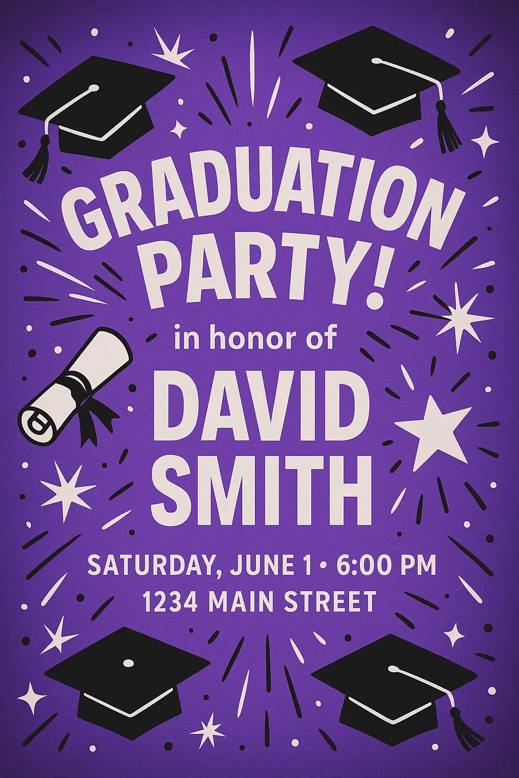 Graduation Party Invitation Poster template with celebratory theme