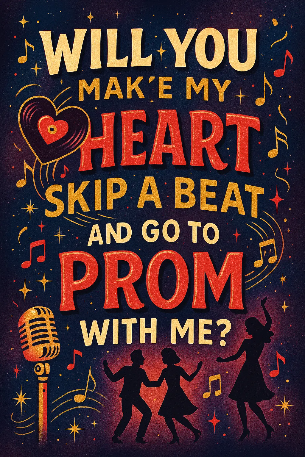 Promposal Poster template with bold typography and musical theme
