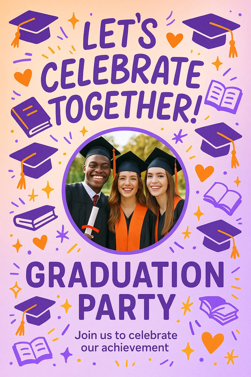 Promposal Poster template featuring a graduation theme with bold text and colorful illustrations.