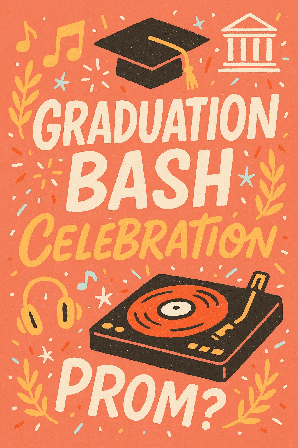Promposal Poster template featuring a graduation party with music and celebratory elements