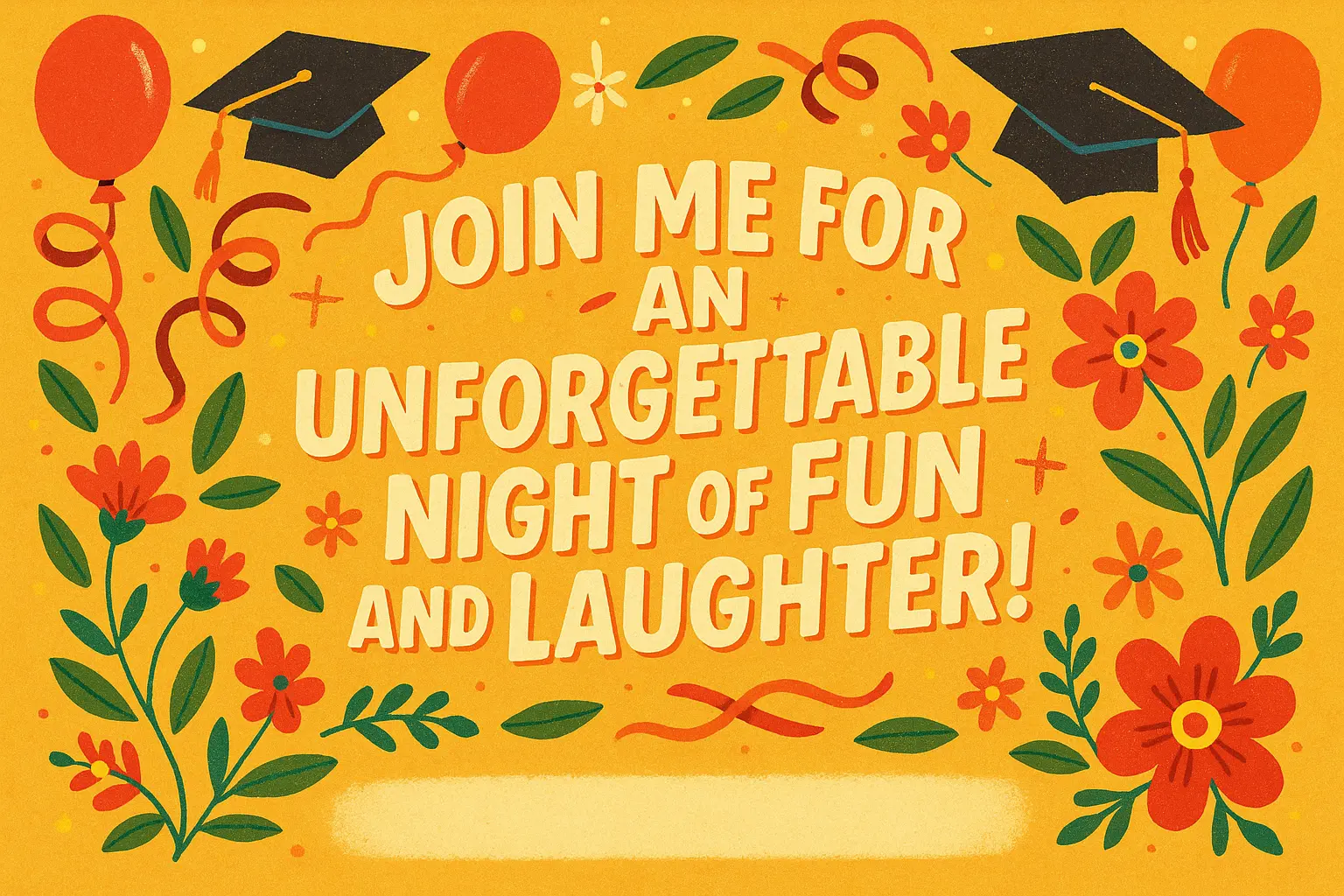 Graduation Promposal Poster template with vibrant colors and celebratory icons
