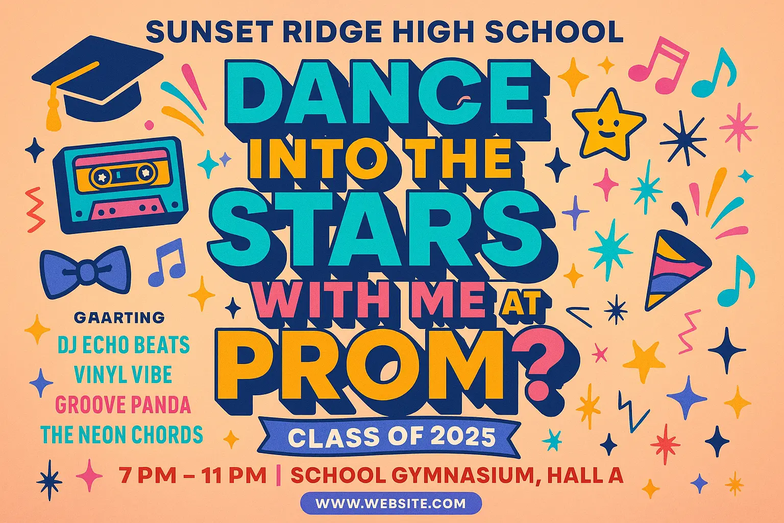 Racing-themed Promposal Poster template with bold text and icons