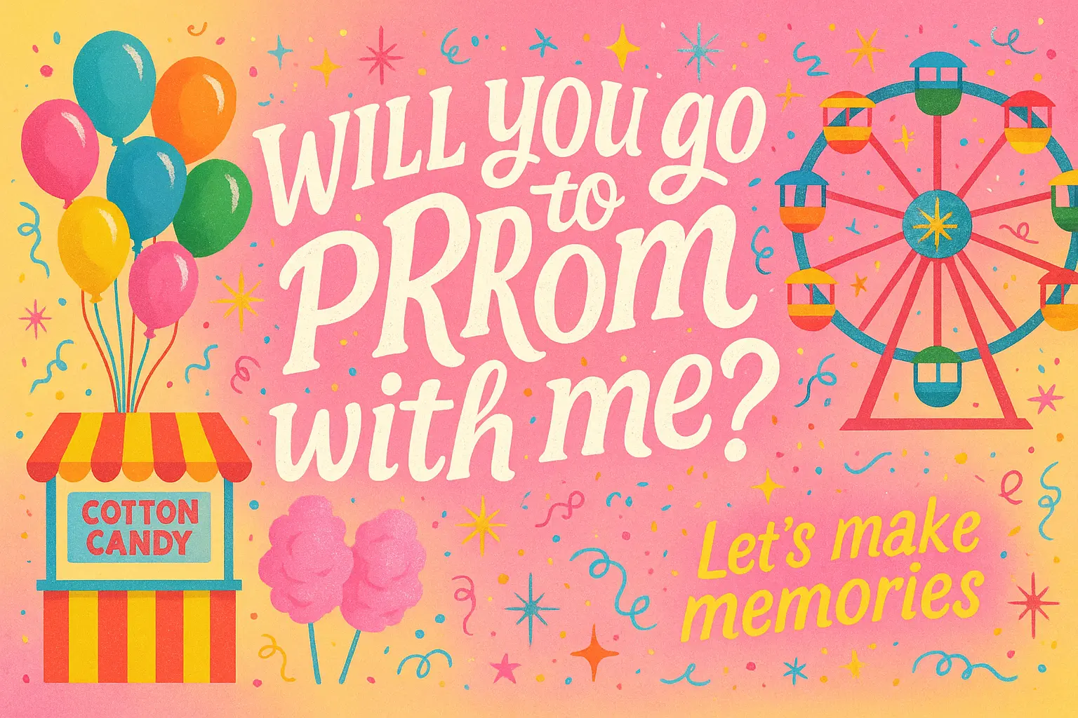 Romantic floral-themed Promposal Poster template with checkboxes