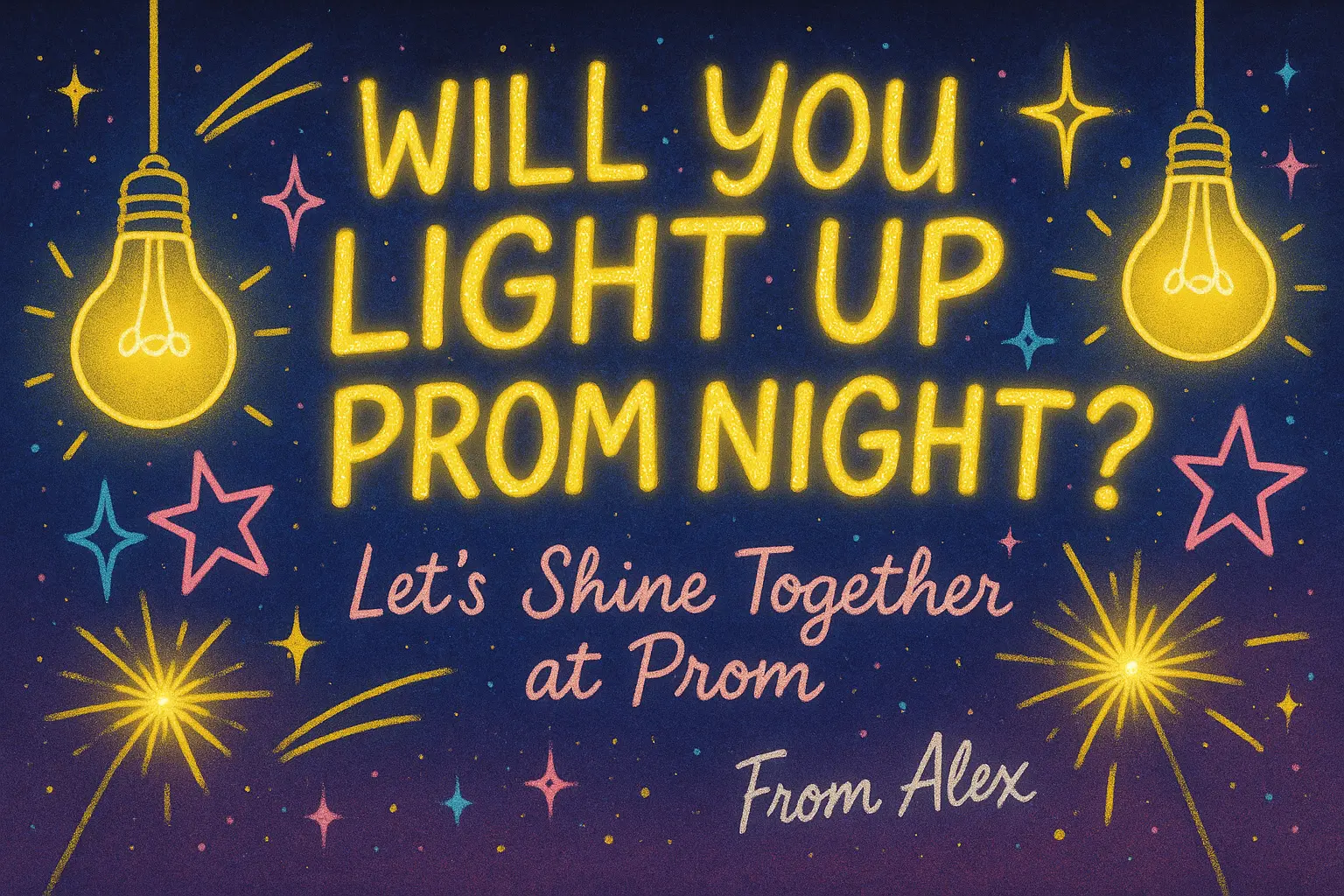 Promposal Poster template with colorful stars and hand-lettered typography