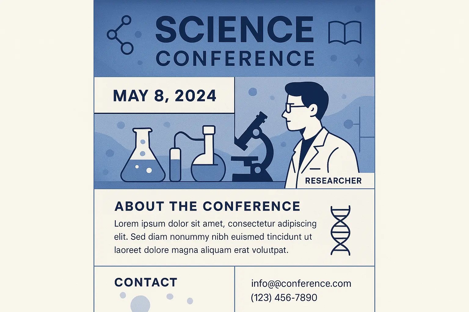 Modern science Research Poster template with geometric design.